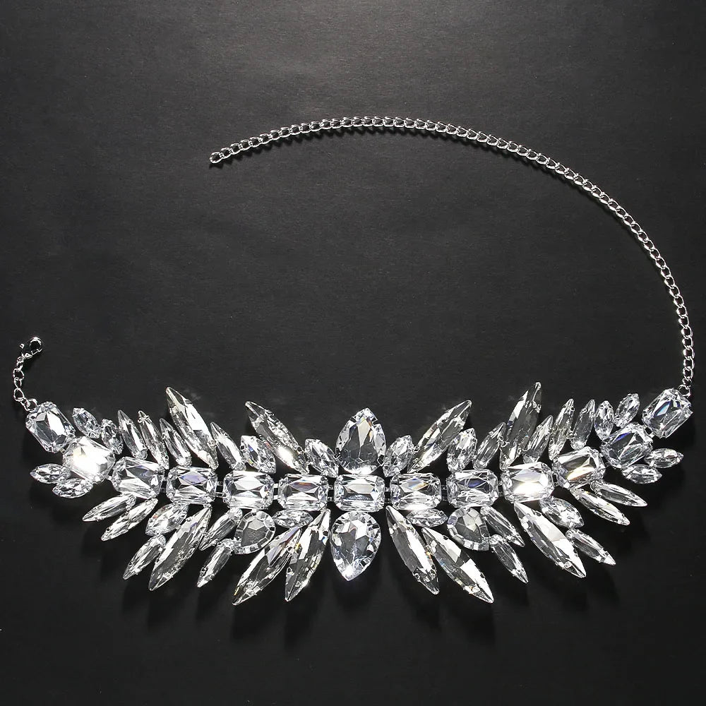 Stonefans Bling Crystal Geometric Choker Necklace Exaggerate Decoration Statement Jewelry Rhinestone Collar Choker Party Club