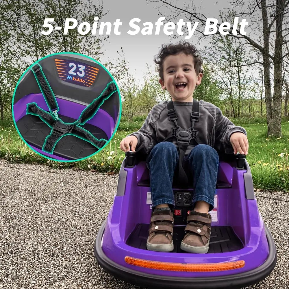 12V Car, Electric Kids Bumper Car for Toddlers 1.5-5 w/Remote Control, 3 Speeds - Purple