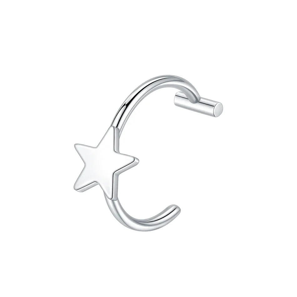 1PC Stainless Steel Fake Nose Ring Hoop Septum Rings Non-Pierced C Clip Lip Ring Earring Fake Nose Piercings Women Body Jewelry