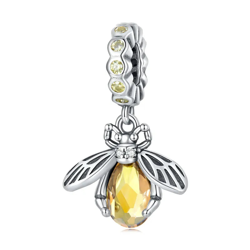 Bamoer 925 Sterling Silver Delicate Bee Series Charm Beads Silver Bumblebee Pendant fit for Silver Bracelet & Bangle DIY Gift