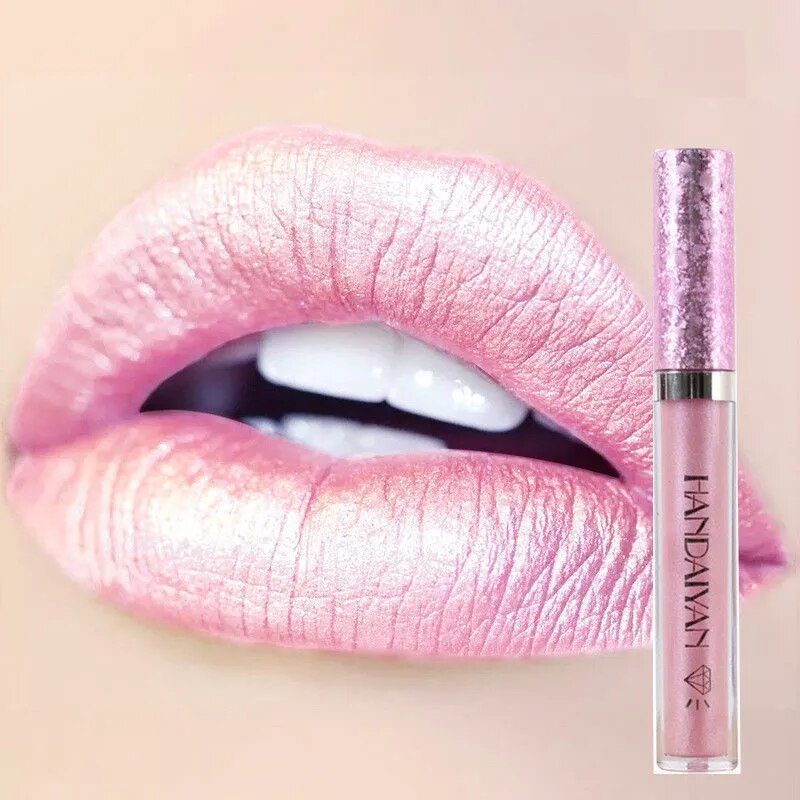 4 Colors Metallic Lip Gloss Liquid Lipstick Glitter Waterproof Long Lasting Non-stick Cup Cosmetics Shimmer Lips Tint Makeup
