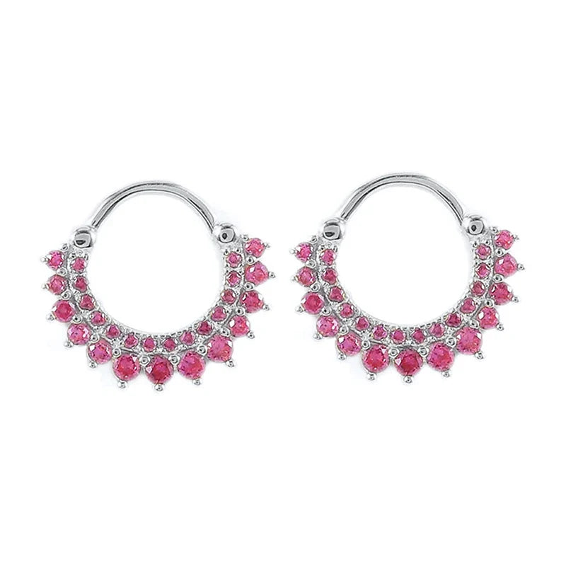 925 Sterling Silver Ear Needle Rose colors Zircon Hoop Geometric Pendant Earrings for women Luxury Fashion Wedding Jewellery2023