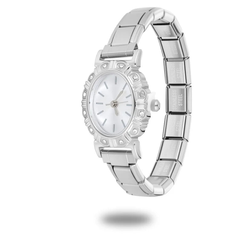 1PC 's Stainless Steel Round Simple Watch Bracelet Bangle for Friend