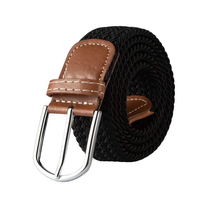 Black Female Casual Knitted Pin Buckle Men Belt Woven Canvas Elastic Expandable Braided Stretch Belts for Women Jeans Belts Belt