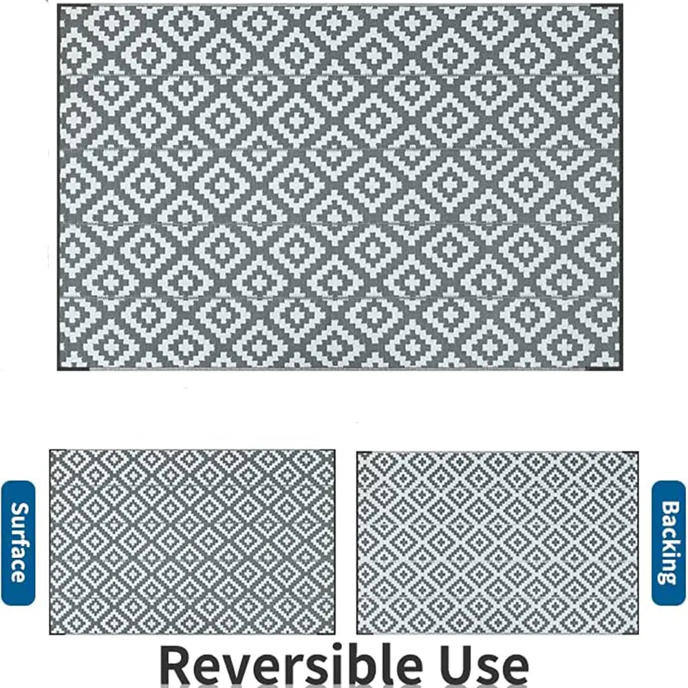 Non-slip Rug for Outdoor Patio Portable Woven Picnic Mat Easy Cleaning Reversible Carpet Multifunctional Floor Mat Home Decor