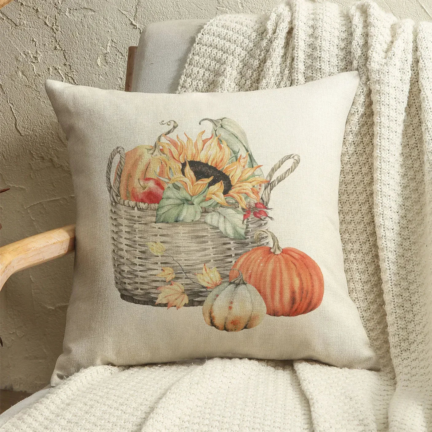 Pumpkin Car Sunflower pillows Thanksgiving Day Pillowcase Happy Autumn Cushion Cover Cotton Linen Sofa home decorations pillows