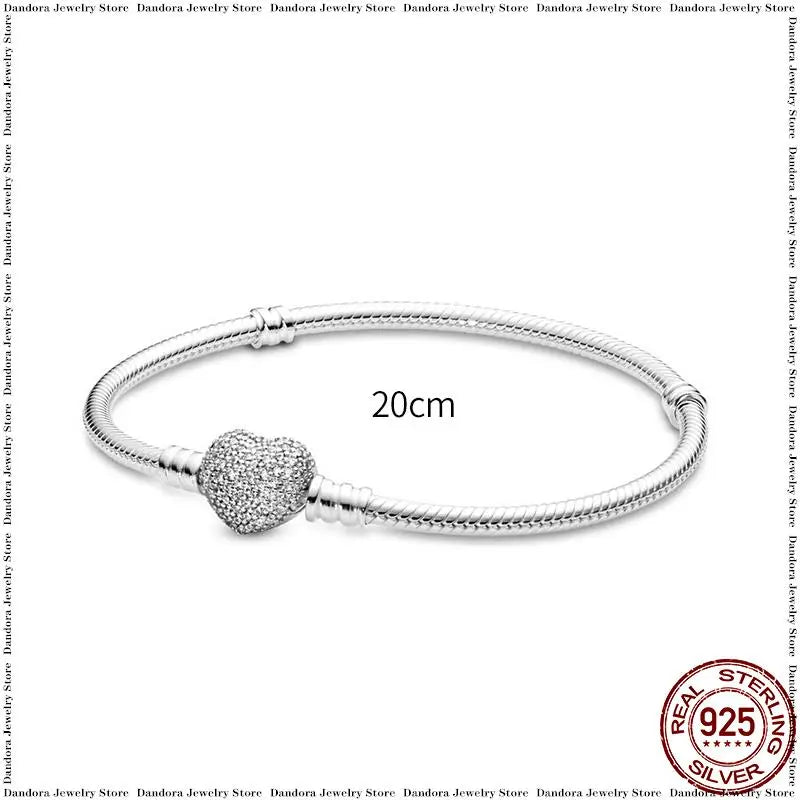 New in 925 Sterling Silver Snake Chain Charm Bracelet Fits Original Brand Pendant Charm Bead For Women Heart Bracelets Jewelry
