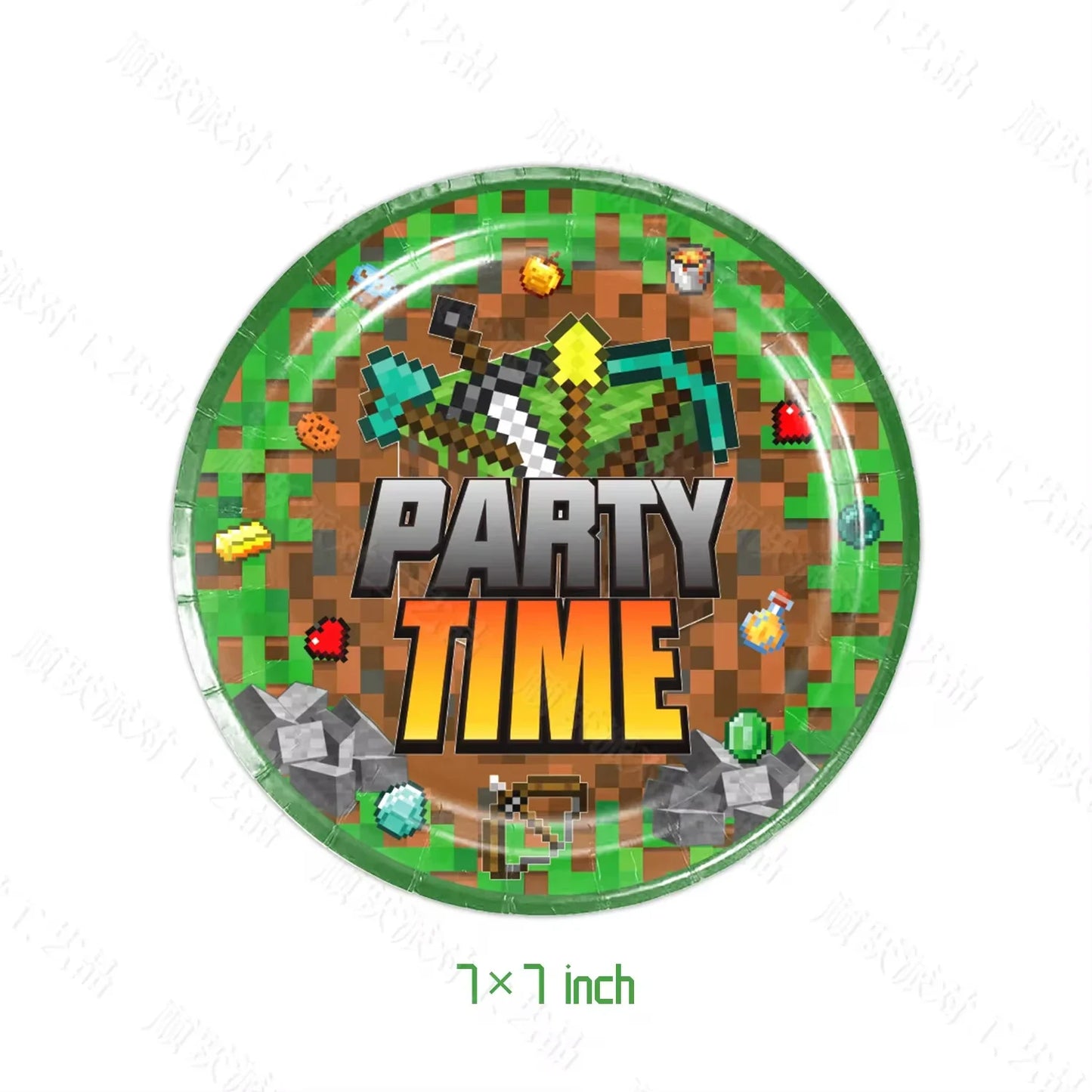 Miner Crafting Pixel Video Game Party Decor Disposable Tableware Cup Plate Tablecloth Balloon Baby Shower Kid Boy Party Supplies