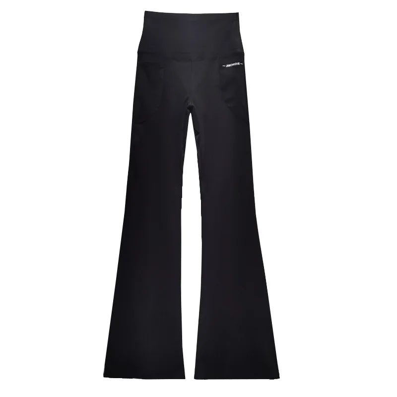 Plus Size Fit Yoga Flared Trousers, Seamless, Two Sides Pocket Leggings High Waist Push Up Butt Training Leggings.