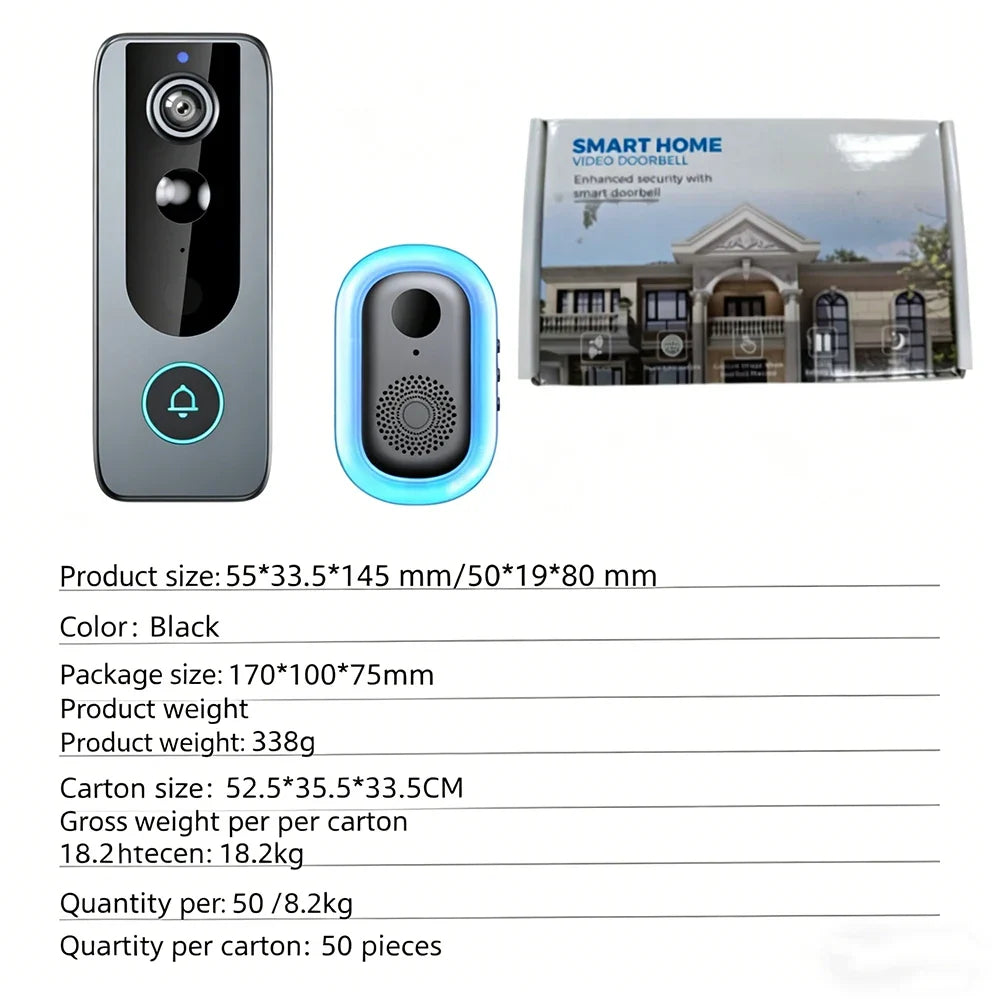 WiFi Solar Charging Wireless Video Doorbell Smart Wireless Intercom Waterproof Voice Changing Intercom Monitoring Camera