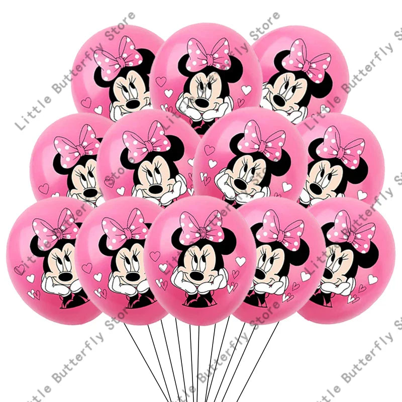 Disney 10/20/30pcs 12 Inch Pink Minnie Mouse Latex Balloon Party Supplies Party Balloon Balloons for Birthday Party Decorations