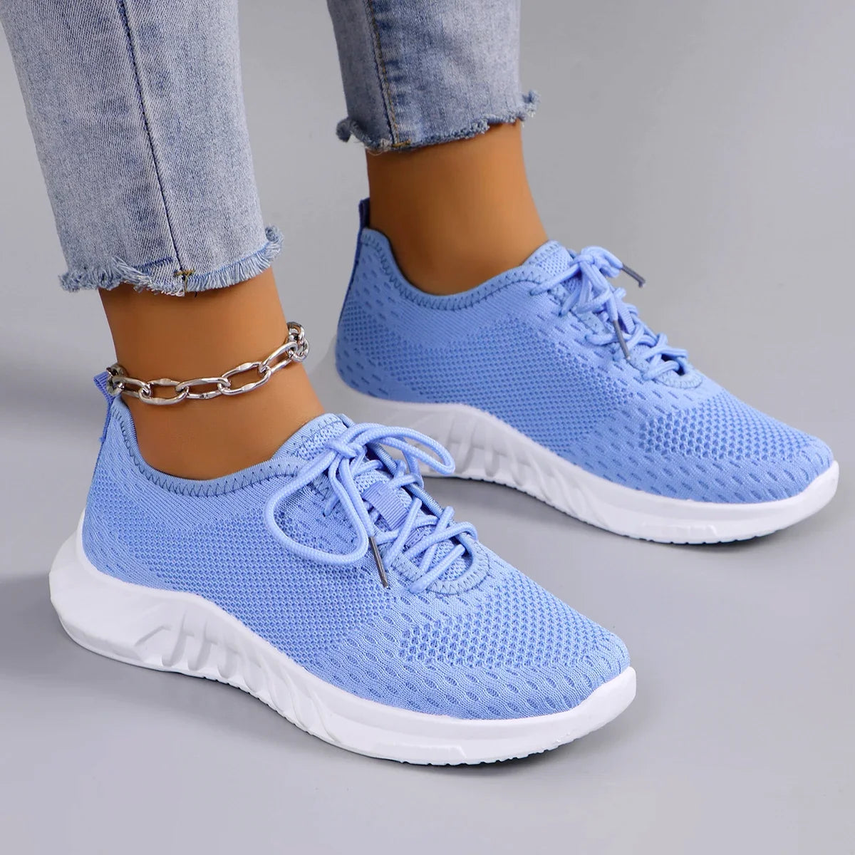 Spring new women's sports shoes, fashionable, breathable, lightweight, non-slip, wear-resistant, casual sports shoes, flat shoes