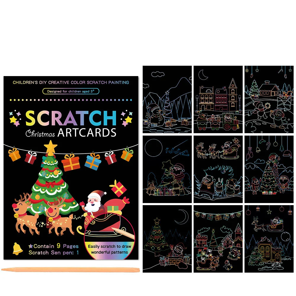 10Pcs Magic Scratch Off Art Craft Supplies Kits for Kids Girls Boys Party Game Christmas Birthday Gift