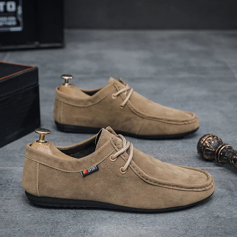 Men's Loafers, Lace Up Suede Work Shoes, 2025 New Formal Shoes, Outdoor Casual Walking Foot Covers Suitable for Lazy People