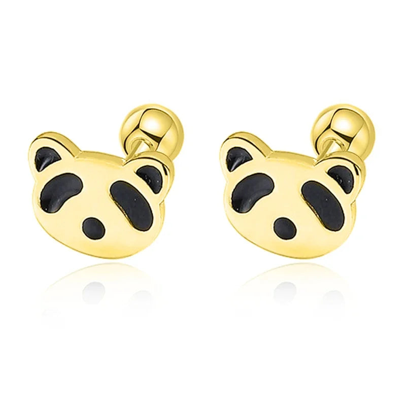 TrustDavis Real 925 Sterling Silver Fashion Sweet INS Butterfly Bear Screw Stud Earrings For Daughter Girls Fine Jewelry DG0013