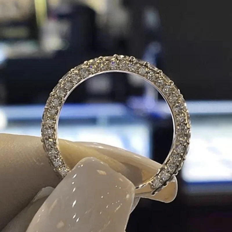 Milangirl Women's Jewelry Micro Pave Cz Zircon Crystal Wedding Band Eternity Stacking Ring Fashion  Anniversary Band