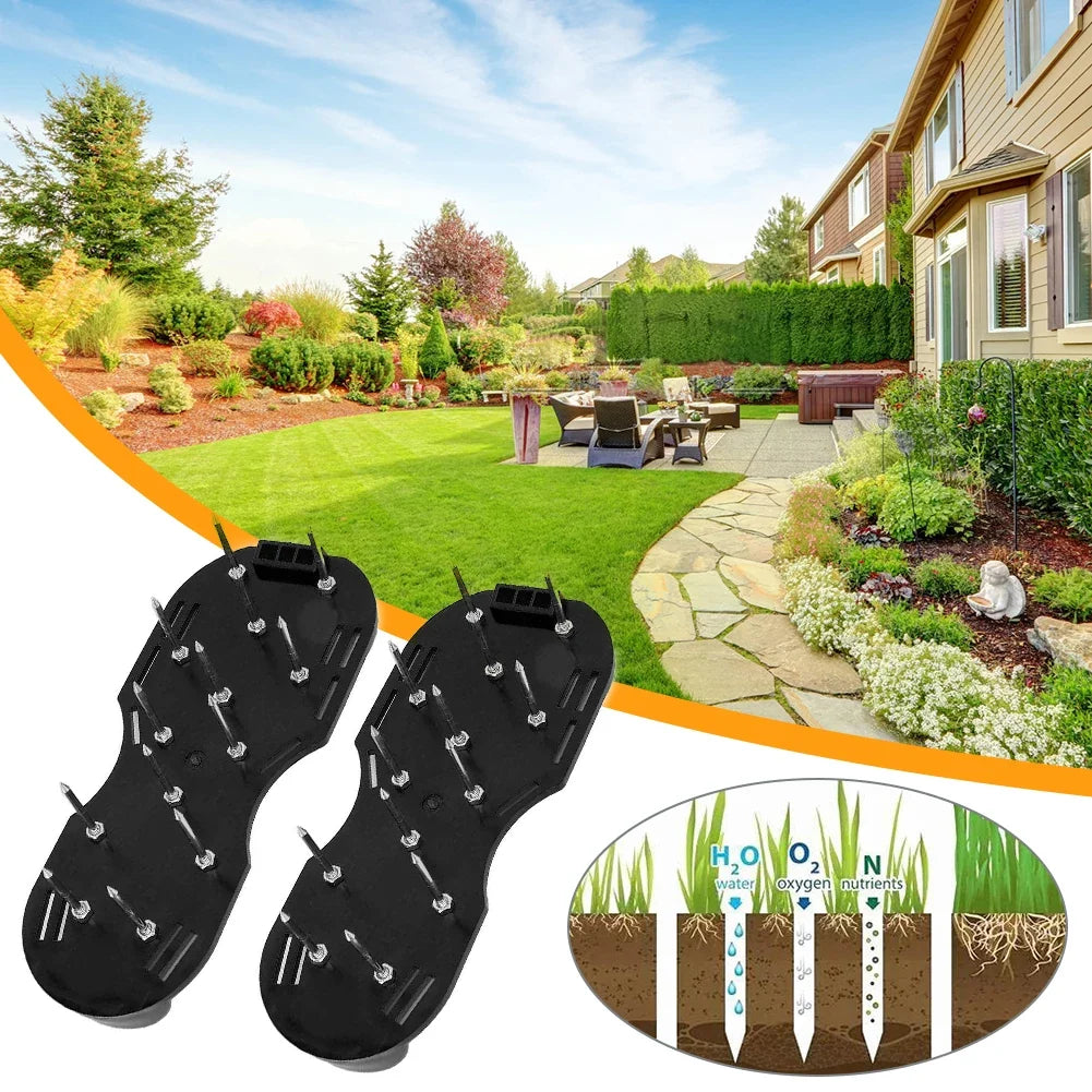 Lawn Aerator Shoes Aerator Spiked Sandals with Adjustable Strap Grass Spiked Shoes Anti-Slip for Aerating Lawn Soil