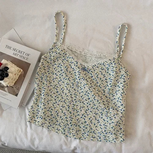 Camisole women's tops Summer short tops 2021 new Vintage lace slim warm joker ladies bottoming cute tops for women Camis