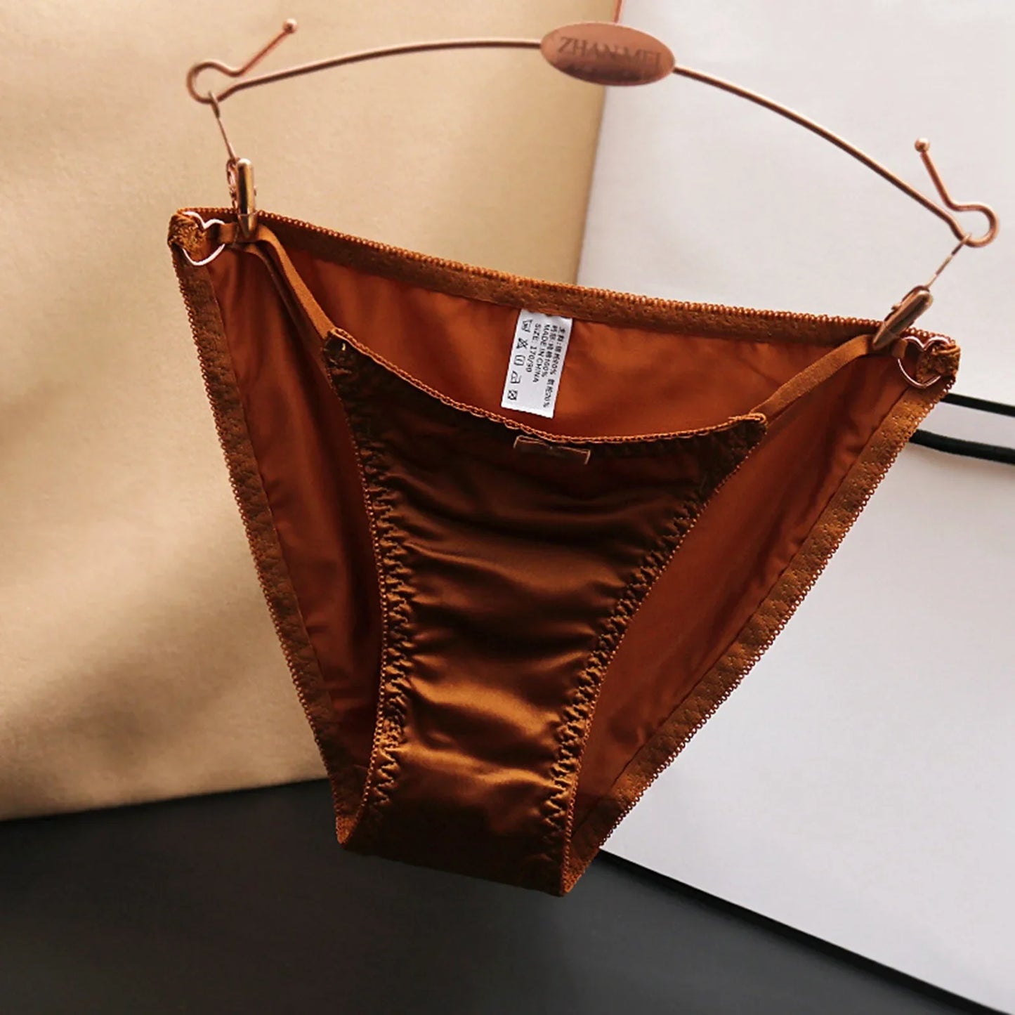 Comfortable Underwear Women French Bow Sexy Hollow Out Underpant For Women With Low Waist Seamless Satin Valentines Panties
