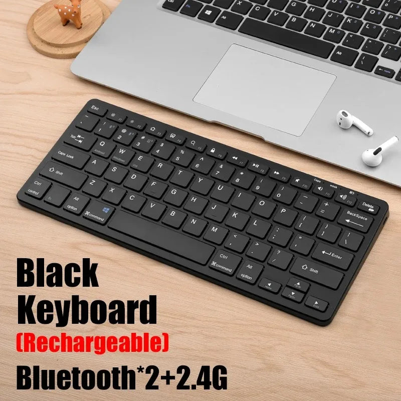 Wireless Keyboard Mouse Combo, Bluetooth 5.0 & 2.4G Dual Mode Rechargeable Gray Set for Notebook Laptop