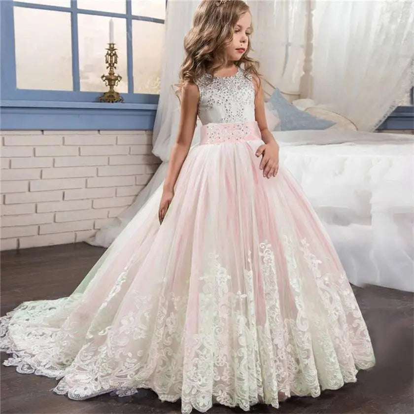 Red Christmas Clothes for Kids Girls Children's Pageant Performance Formal Gown Teen Girls Wedding Party