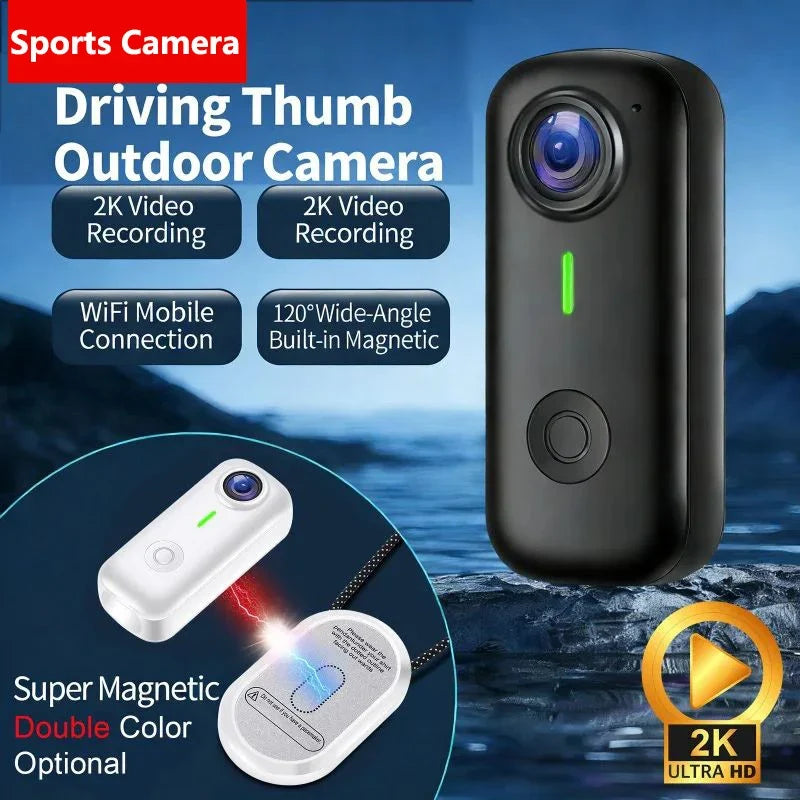 Mini Magnetic Thumb Action Cam 120° Wide Angle Smart Anti Shake For Bike Vlog Motorcycle Daily School Recording And Cycling
