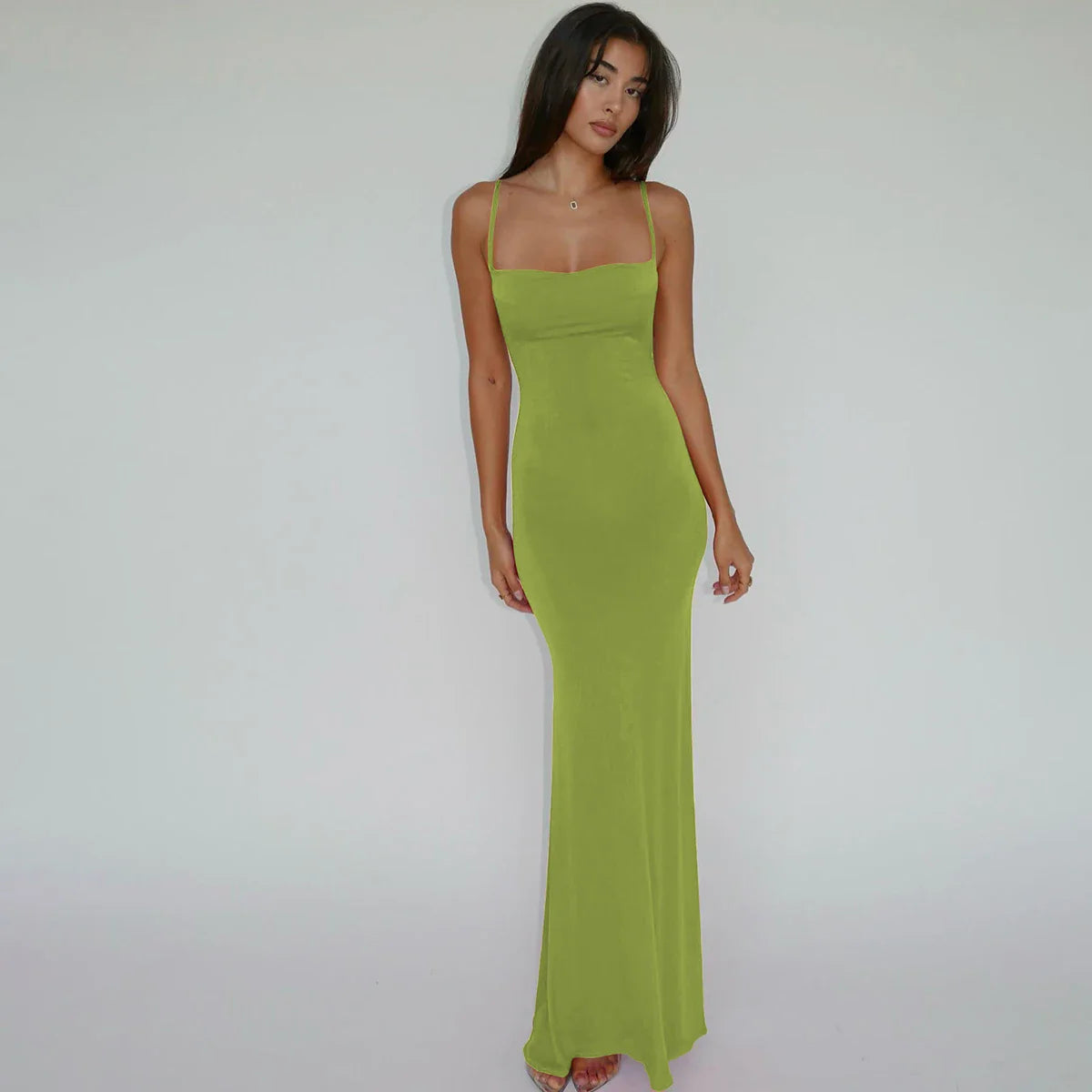 Hugcitar 2025 Spring Solid Sleeveless Backless Elegant Sexy Bodycon Y2K Maxi Prom Dress Women Clothes Birthday Party Casual Y2K