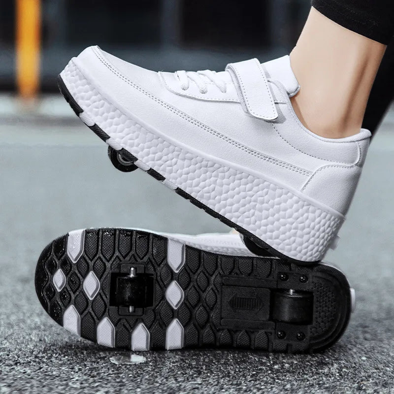 Two wheel skateboarding shoes casual shoes mob shoes Children's luminous roller skates skating charging with lights wheel shoes