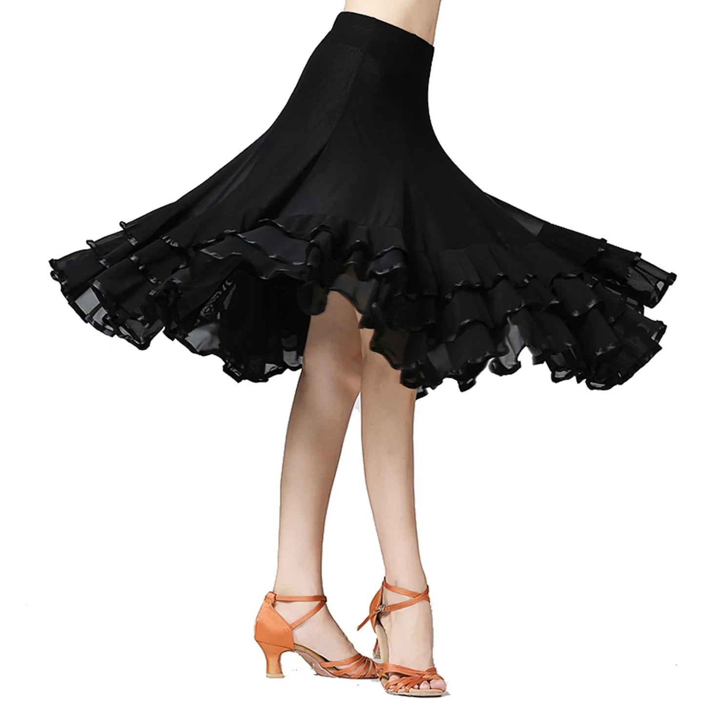 Womens Large Swing Lace Skirt Slim Wasit Dancing Ballroom Practice Lace Skirt Female Performance Skirt Women Clothing Faldas