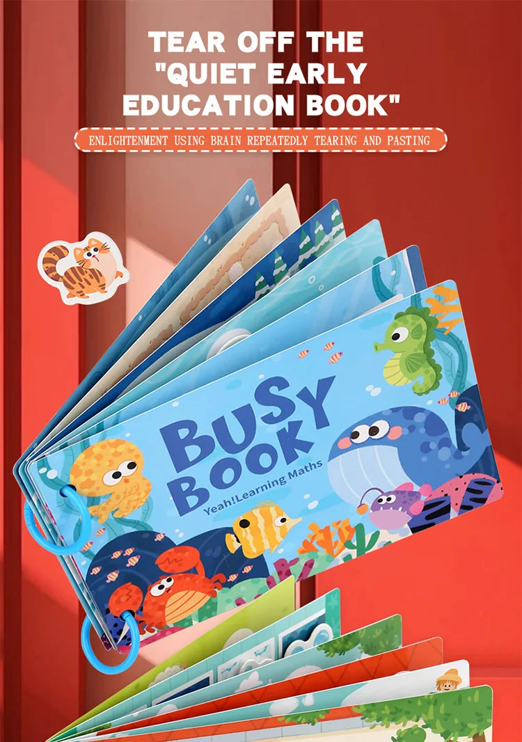 Montessori Busy Book Sticker Quiet Book for Kids Early Educational Toy Toddlers Matching Puzzles Game Baby Learning Toys Gifts
