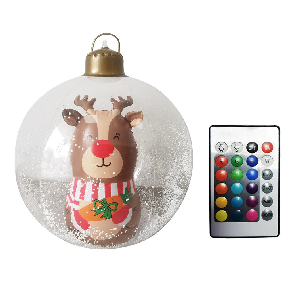 60cm PVC Inflatable Christmas Balls Toys Light Up Giant Christmas Inflatable Ball Xmas Tree Ornaments Christmas Decoration 2024