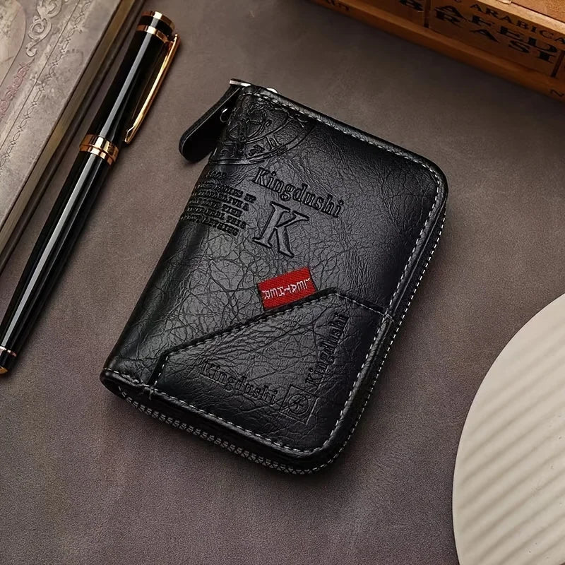Vintage Leather Wallet, Slim Card Holder with 12 Slots Unisex.