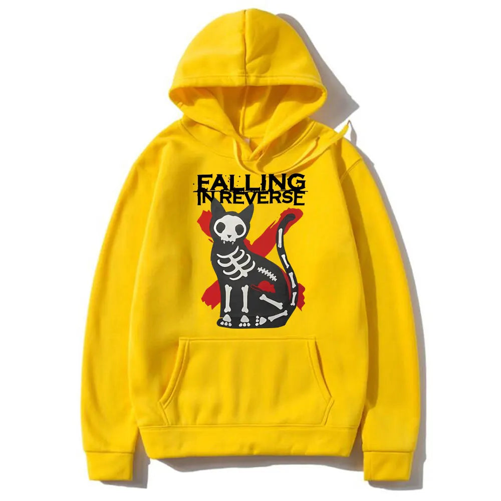Falling in Reverse Cat Graphic Hoodie Men Women Gothic Casual Oversized Sweatshirt Men's Vintage Streetwear Male Cotton Hoodies