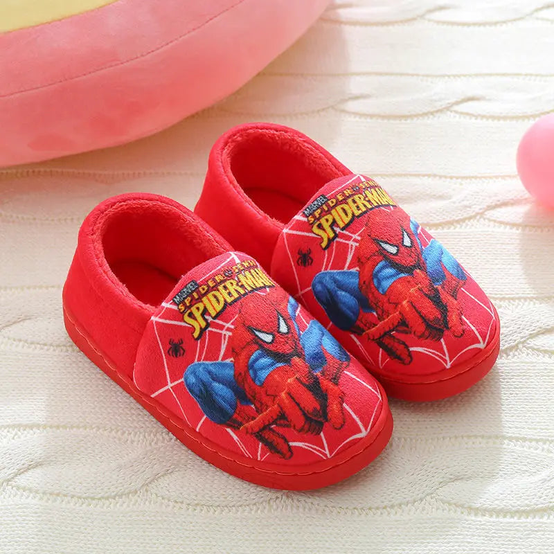 Disney Indoor Home Slippers Parent-child Cotton Anti-skid Floor Children's Shoes Breathable Cartoon Warm Slippers Size 24-39