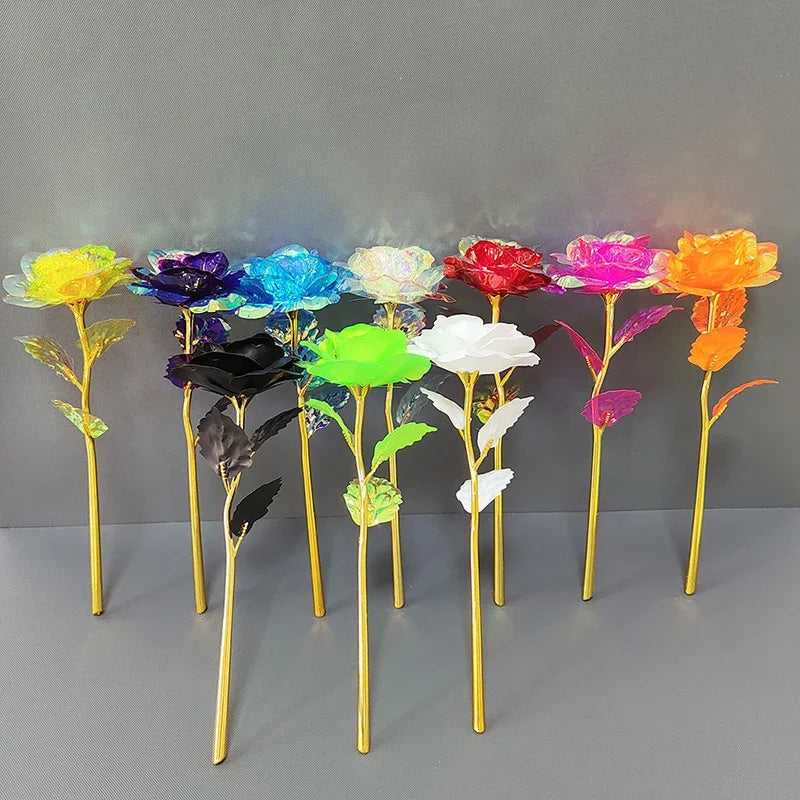 5/10/20pcs 24K Foil Plated Rose Valentine's Day Creative Gift Gold Rose Lasts Forever Love Wedding Decor Lover Lighting Roses