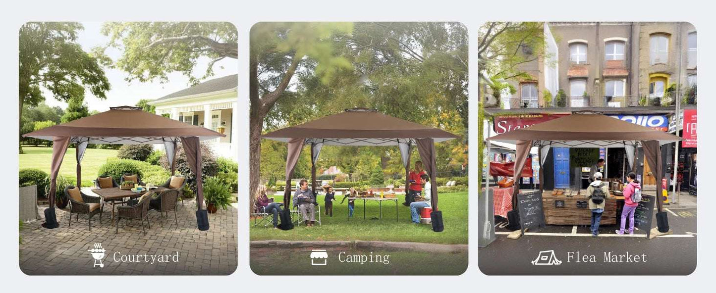 13'x13' Sun Shade Gazebo Canopy with Hardware Kits, Gazebo Shade for Patio Outdoor Garden Events Canopy