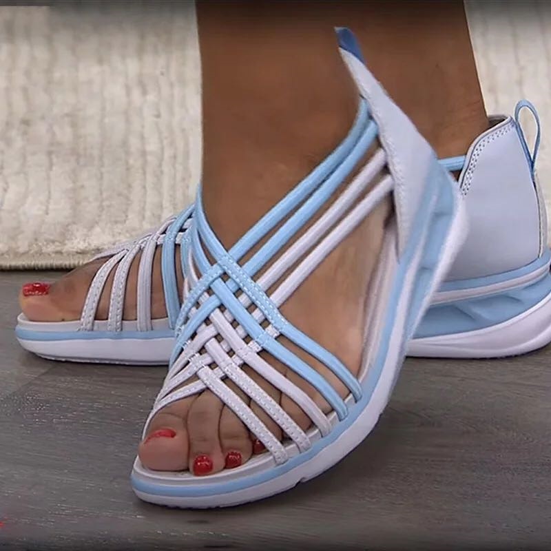 Women's Roman Sandals 2022 Summer New Fashion Wedge Cross-Tie Fish Mouth Shoes Sexy Adult Breathable Beach Sandalias De Mujer