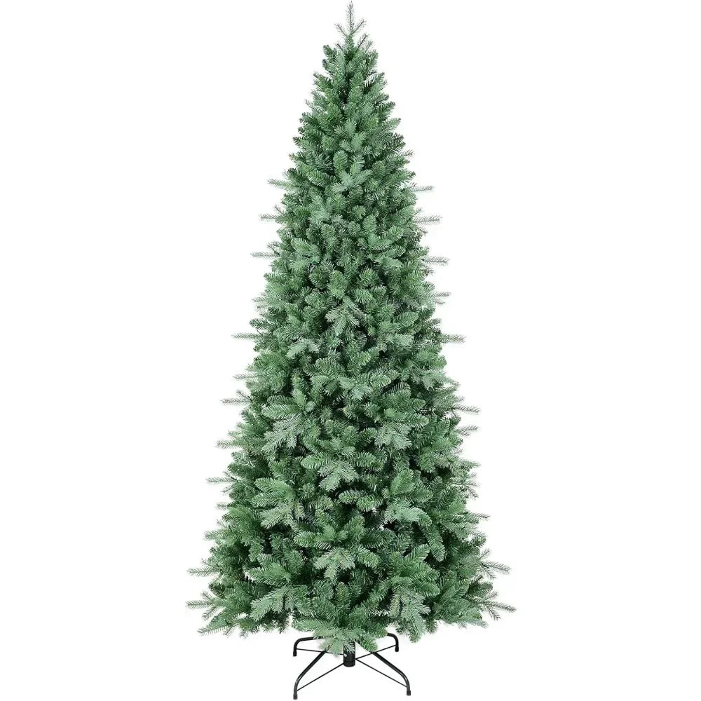 7 FT Artificial Skinny Christmas Tree,Unlit Blue Spruce Slim Pencil Xmas Tree with 1552 PE&PVC Mixed Branch Tips,