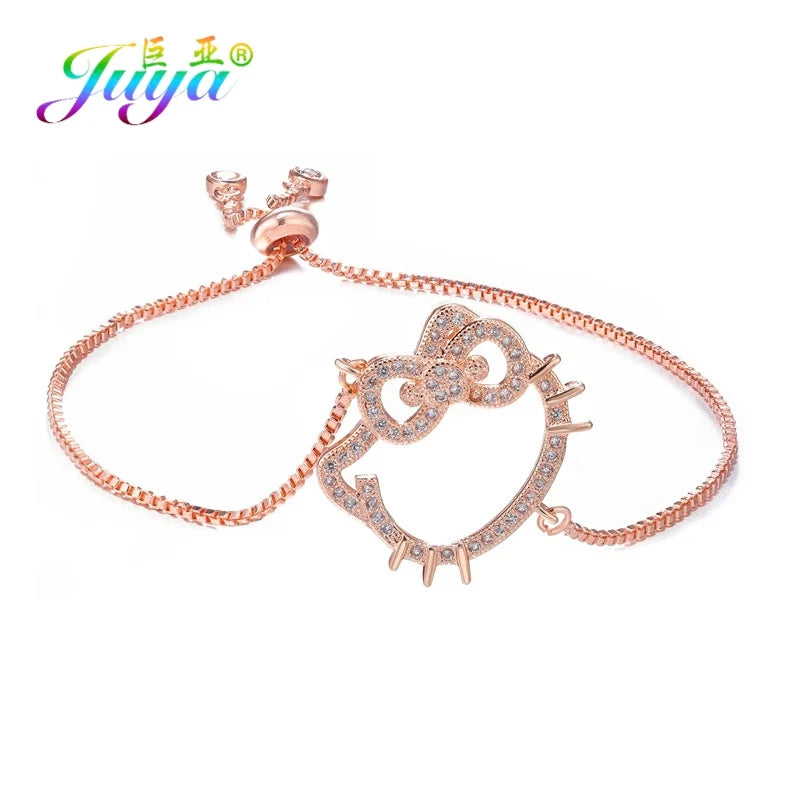 Juya 18K Real Gold Plated Micro Pave Zircon Butterfly Horse Bees Cat Leopard Pendant Necklace For Women Birthday Christmas Gift