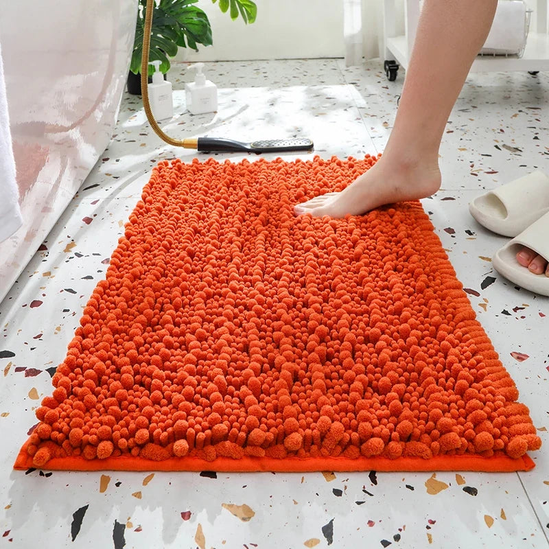 1 piece bathroom carpet bath mat, non-slip super thick lotus pine soft chenille door mat, fluffy foot mat, indoor solid color do