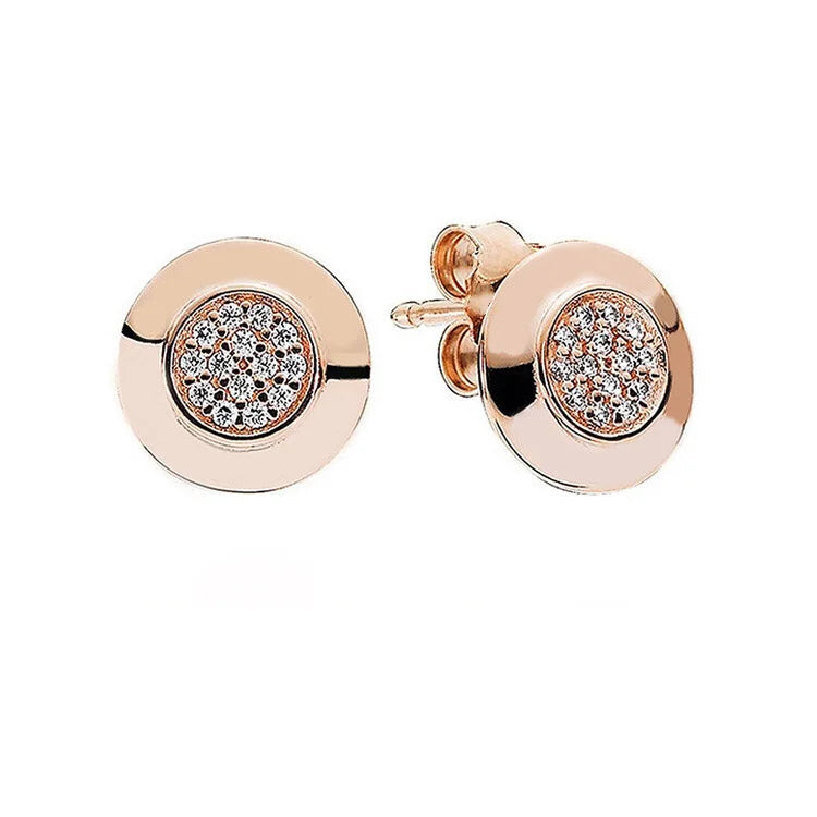 100%925 Pure Silver Classic Water-Drop Heart-Shaped Round Stud