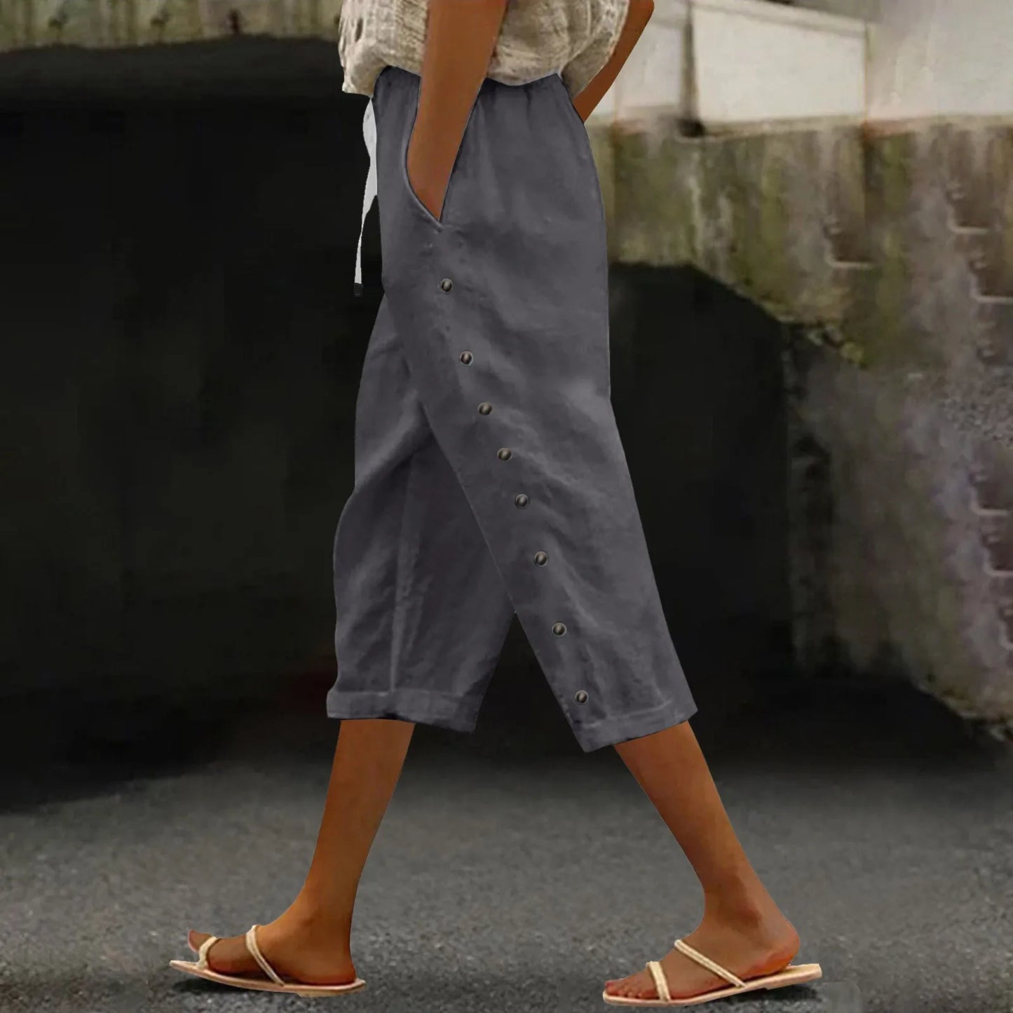 Fashion Casual Summer Capris Women'S High Waisted Short Pants Black White Slim Fit Trousers Street Sports White Black Pants