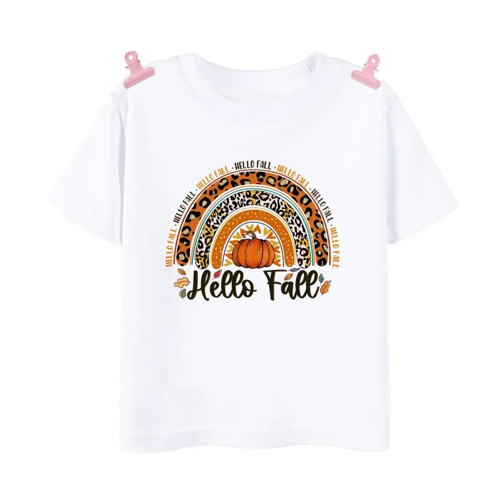Little Pumpkin with A Lot of Spice Print T-shirt Fall Festive Shirt Kids Tops Clothes Halloween Thanksgiving Toddler Outfit Tee