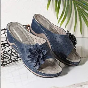 Sandals Women Summer New 2023 Women's Woven Flower Wedge Slippers Outdoor Sports Beach Casual Peep Toe Comfortable Shoes
