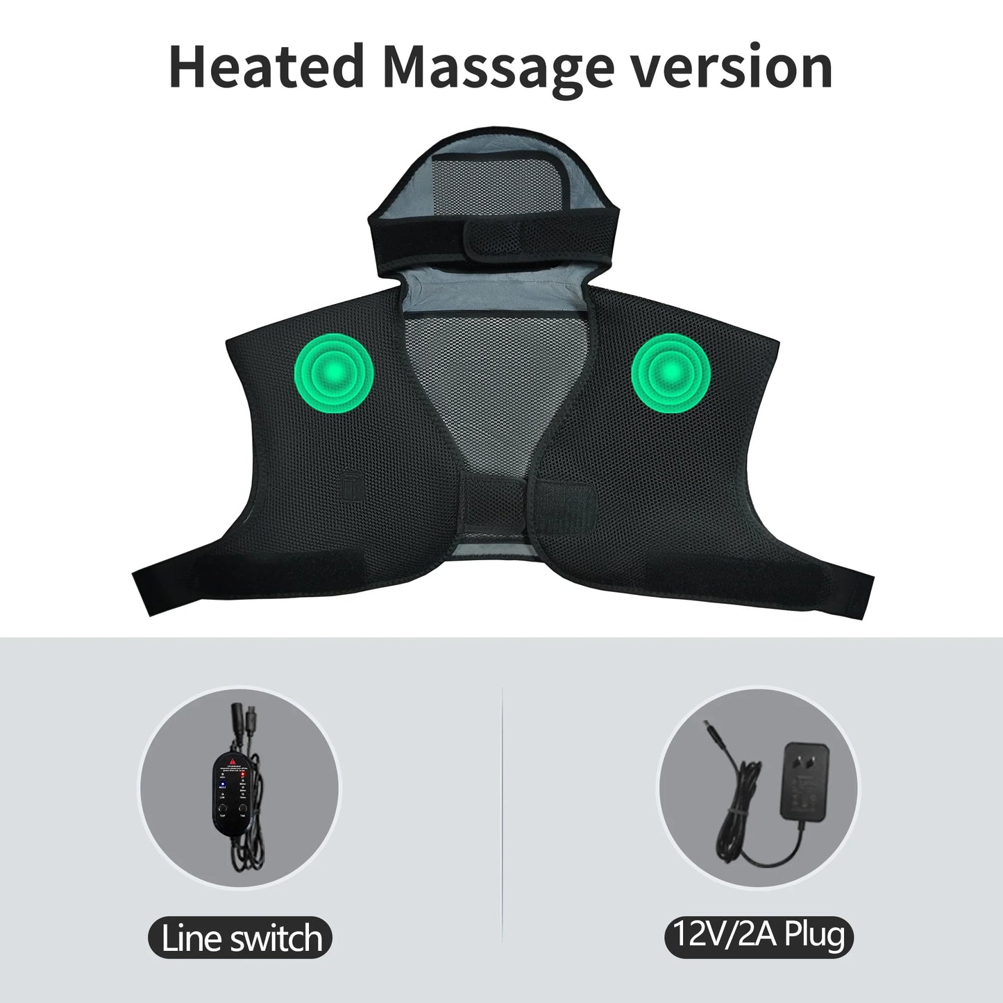 Heated Shawl Vest with Vibration Massager Adjustable Fit for Muscle Pain Relief Shoulder Neck Joint Warmth Recovery