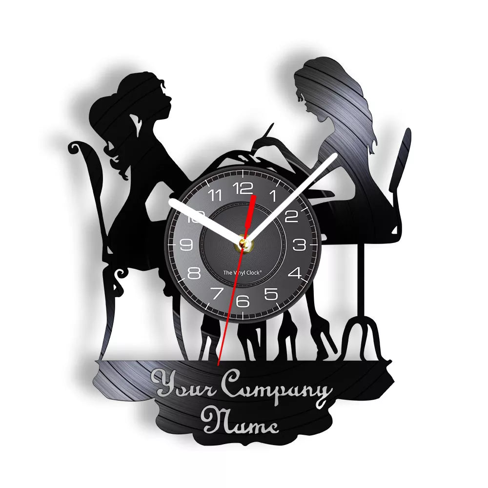 Manicure Design Wall Clock Fashion Beauty Store Wall Art Salon Vinyl Record Wall Clock Beauty Home Decor Gift For Her