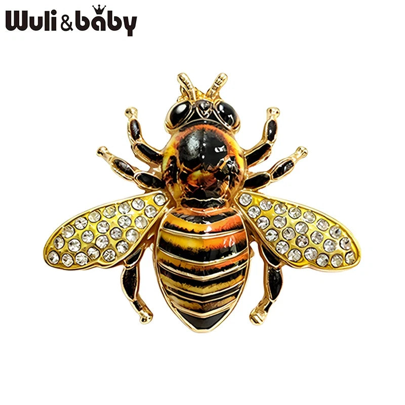 Wuli&baby Cute Rhinestone Bee Brooches For Women Unisex 5-color Beautiful Insects Party Office Brooch Pins Gifts