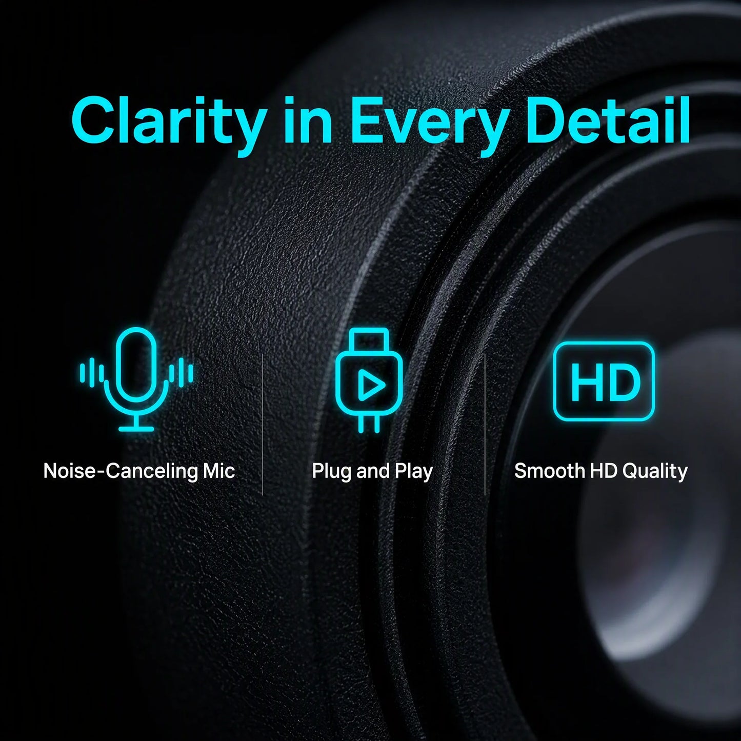 USB Webcam with Microphone for Laptop Desktop, 360° Rotatable Plug-and-Play Camera for Video Calls & Conferences