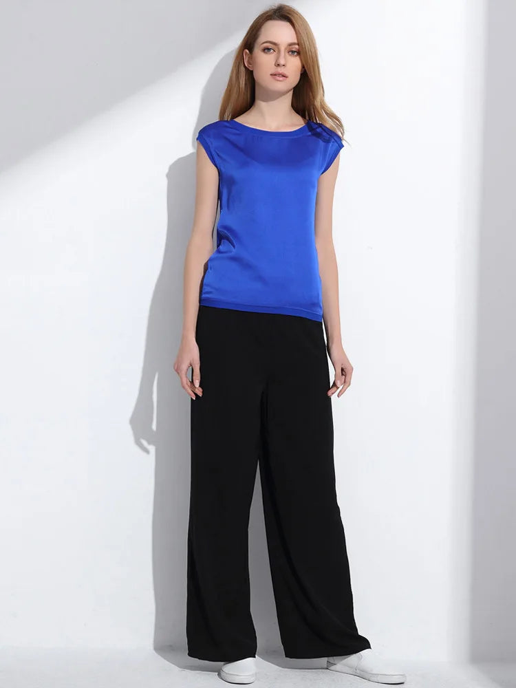 Summer Women Blouses 2023 New Casual Chiffon Silk Blouse Slim Sleeveless O-neck Blusa Feminina Tops Shirts Solid 6 Color  Y048