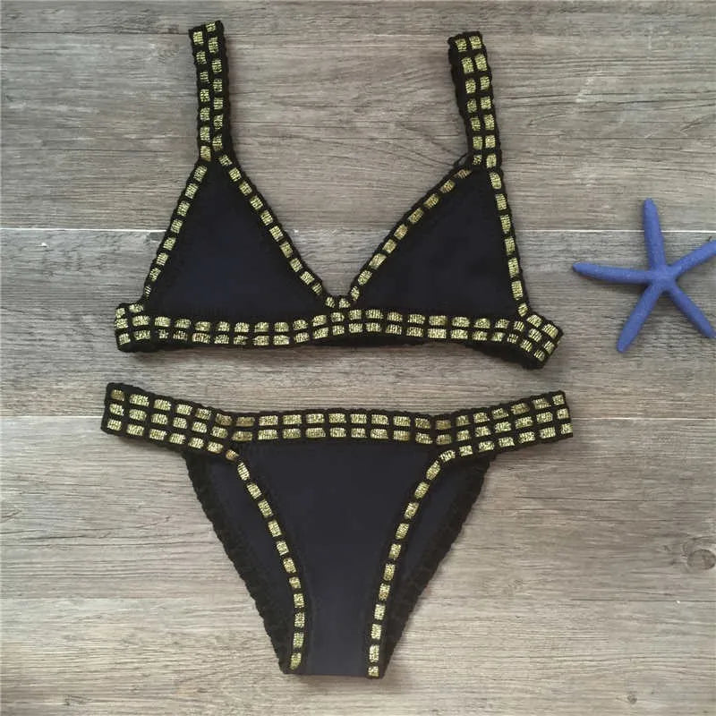 Colorful Crochet Bikinis Women's Swimming Suit 2023 Sexy Bandage Brazilian Bikini Set Knitted Swimsuit Swimwear Women Biquini
